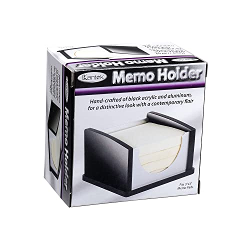 Kantek Black Acrylic and Silver Aluminum Sticky Note Dispenser  3""x3"" Self Stick Note Pad Holder  Office Organizer  Desk Accessory - Image 3